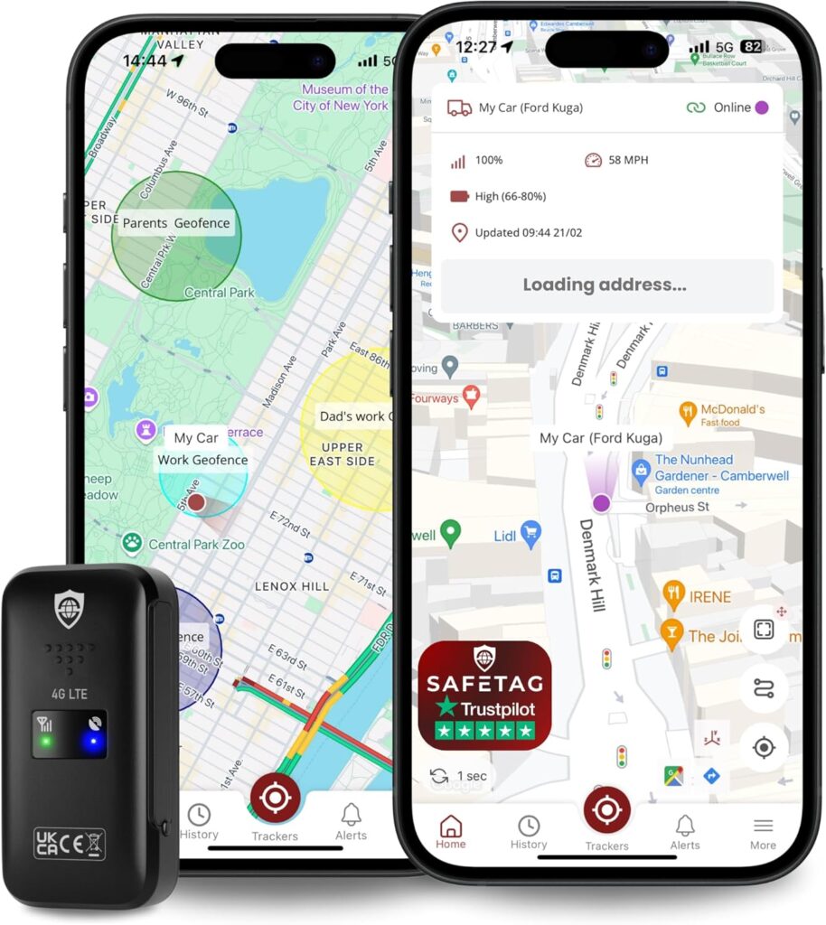 SafeTag Mini 4G - 4G LTE Rechargeable Mini GPS Tracker, Car, Van, Motorbike etc. 34-205 Countries, Real Time Tracking and Notifications, Day Free Trial - Sim Included, Month Warranty…