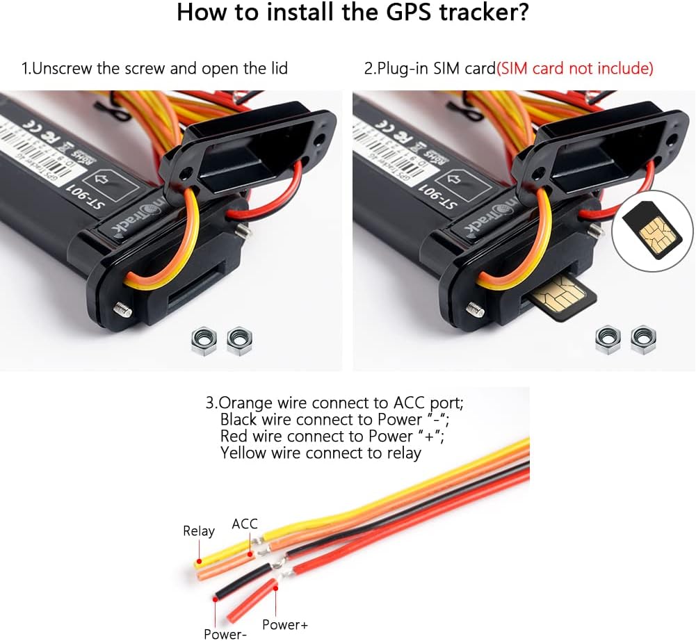 SINOTRACK Vehicle Car GPS Tracker, ST-901 4G Car Locator Mini Portable Real-Time Location Anti-Theft Alarm Device, Waterproof Motorcycle GPS Tracker Device for Truck Taxi
