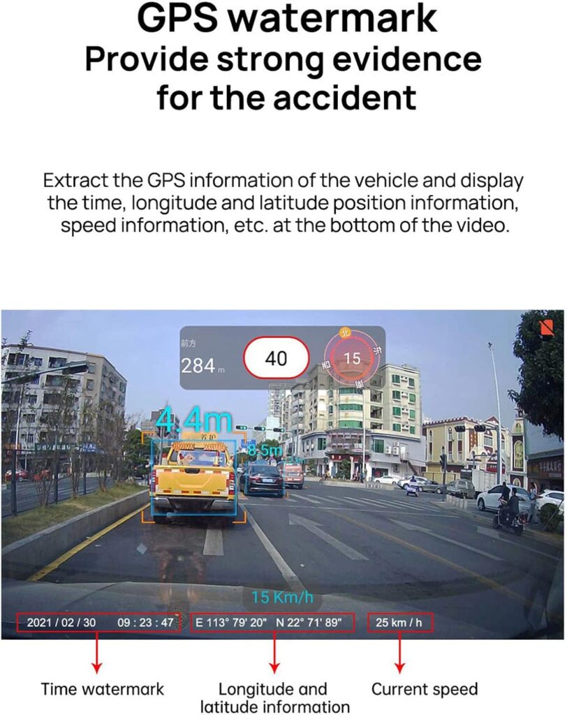 Smart Dash Cam, HD Dash Cam for Cars with Night Vision, ADAS Loop, USB Connection, GPS Supported Smart Car Dashboard Camera for Safe Driving