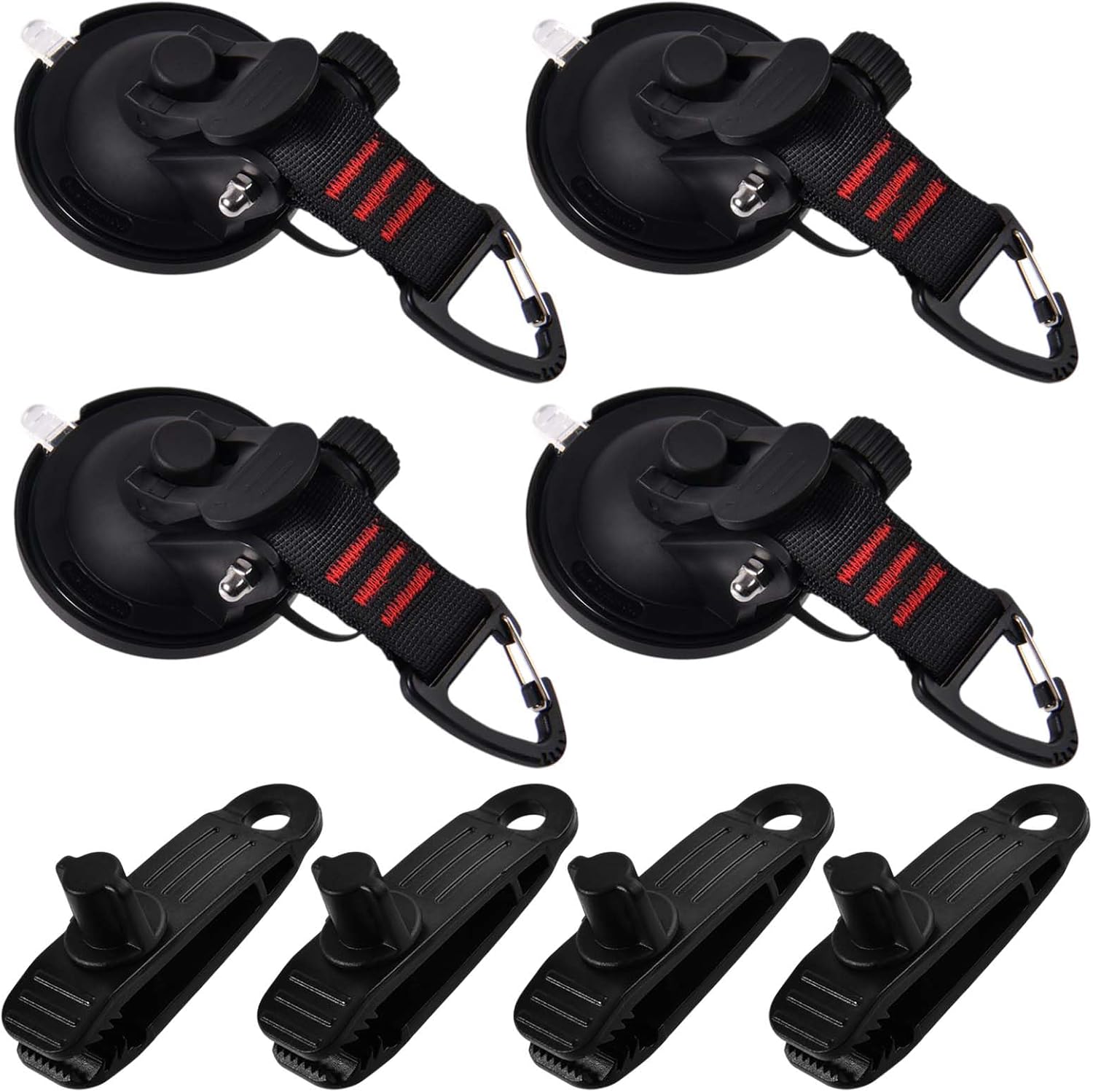SPEEDWOX 4PCS Suction Cup Hooks Heavy Duty Car Camping Essentials Upgraded Tie Down Suction Cup Camper Accessories Camping Tarp Accessory with Securing Hooks for RV Boat Window Glass Camping Trap