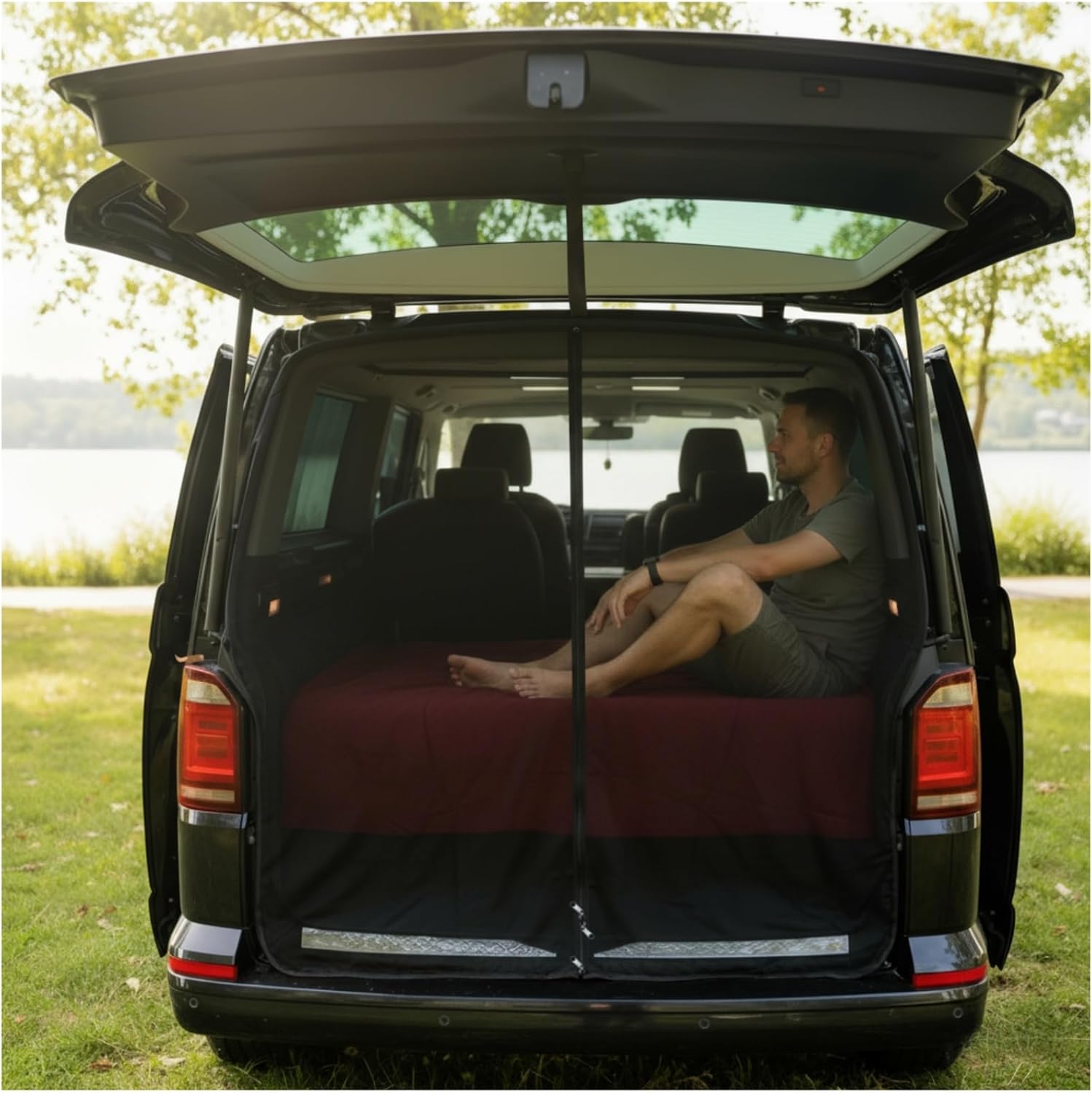 Sun Protection Car Tailgate Suitable for VW T5 T6 Camping Accessories Magnetic Anti-Mosquito Ventilation and UV Protection Shade Net Camping Travel Car Accessories