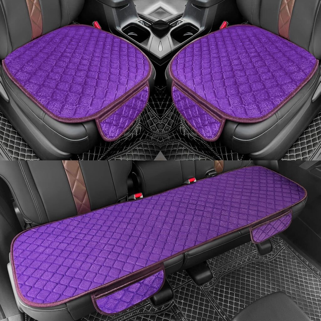 surpassme Comfortable Car Seat Covers Universal Front Seat Coves for Car Accessories with Storage Pockets, Padded Car Interior Covers for Automotive, SUV, Truck, and Van