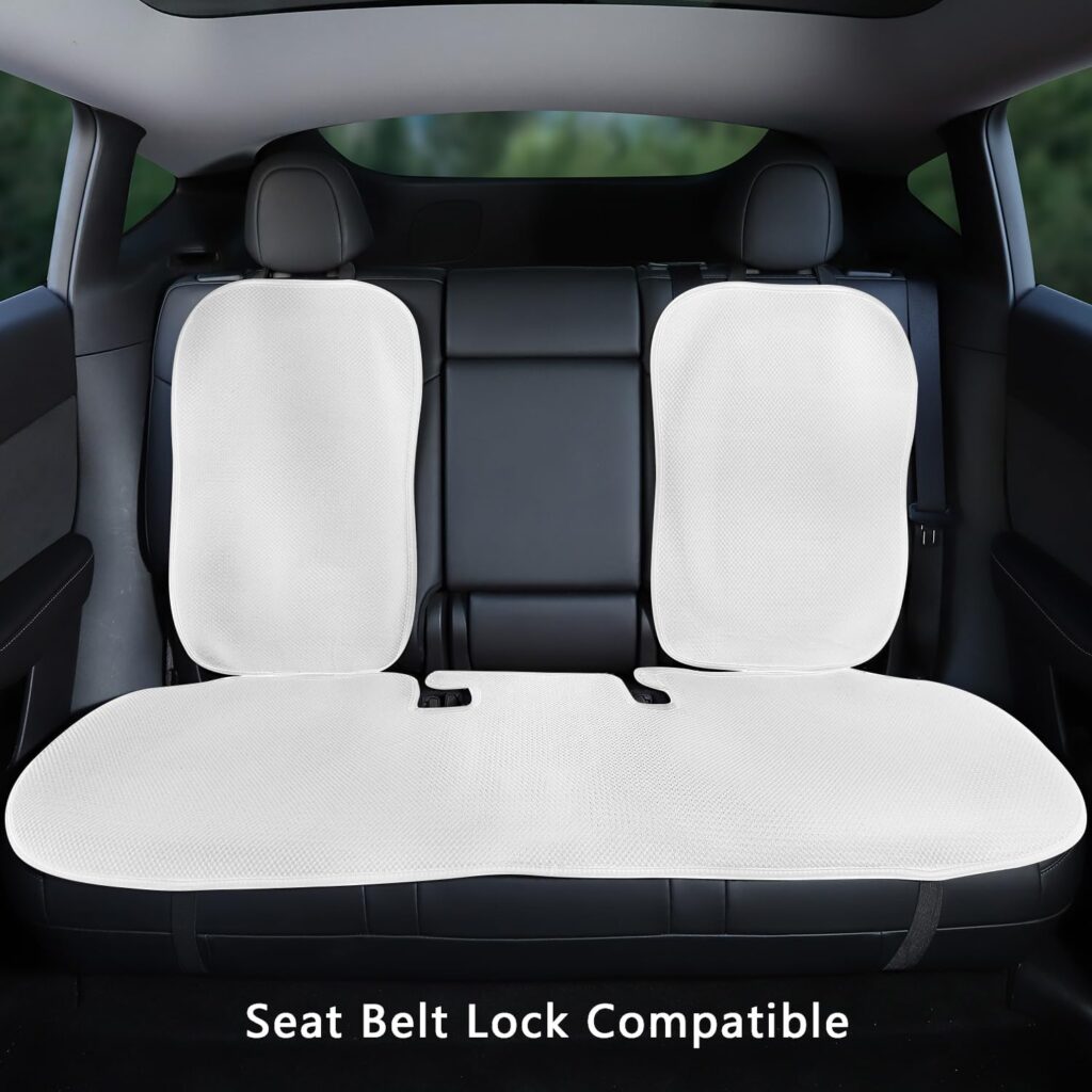 TOPABYTE Rear Car Seat Covers for Tesla Model Y 2020-2024 Breathable Interior Seat Cushion Protector All Season Protection (Without Logo)