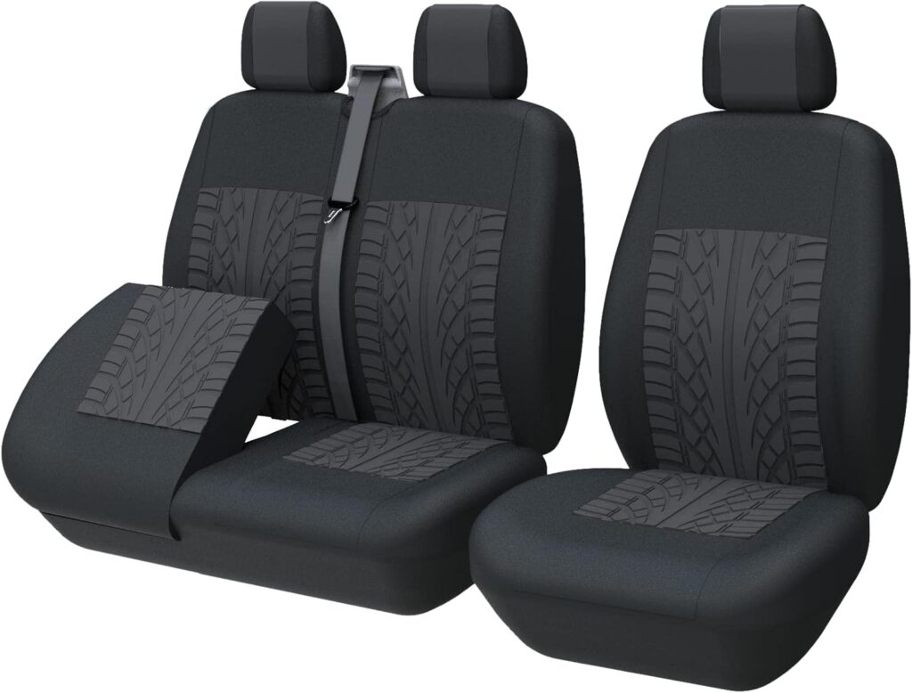 TOYOUN Universal Van Seat Covers Single  Double Car Seat Covers, Separate Bottom Design Single Driver and Double Passenger Seat 2+1 Seat Covers, Black