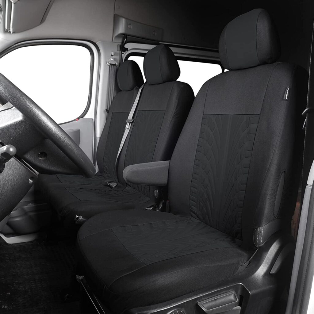 TOYOUN Universal Van Seat Covers Single  Double Car Seat Covers, Separate Bottom Design Single Driver and Double Passenger Seat 2+1 Seat Covers, Black