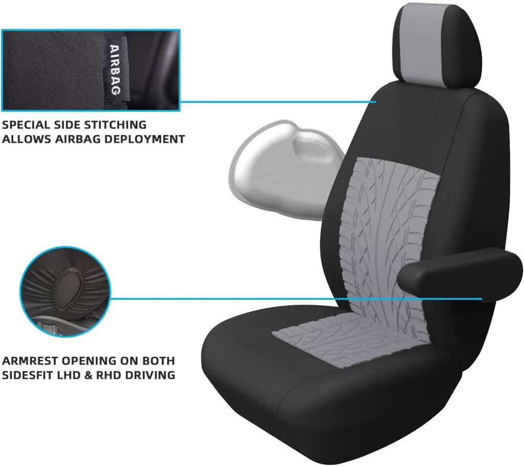 TOYOUN Van Seat Covers Universal Fit Most Vans Trucks Lorry Front Seat Covers Single  Double Car Seat Covers for Single Driver and Double Passenger Seat 2+1 seat Covers, Gray
