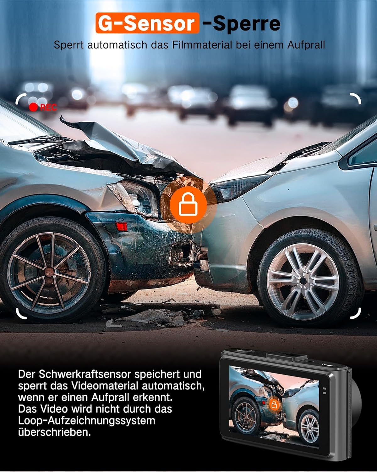 Wecool Dash Cam Car Front Rear 4K + 2.5K, Dash Cam 2 Channel 170° + 150° Wide Angle Monitoring, Dash Cam with 64GB SD Card, 5GHz WiFi Transmission, Night Vision, G-Sensor, Loop Recording, 24/7 Parking