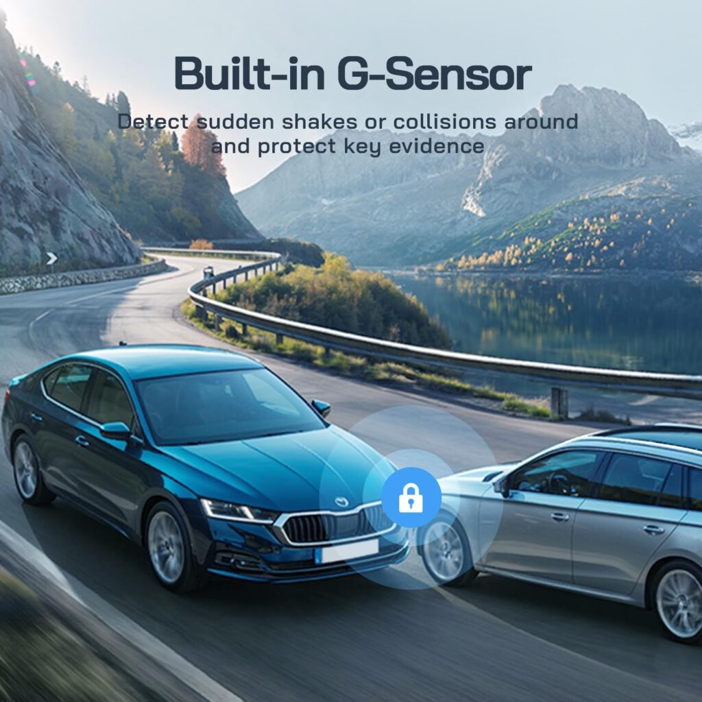 WOLFANG 2.5K Dual Dash Cam - Front  Rear, 32GB Card, Night Vision, G-Sensor, Touch Control, Display